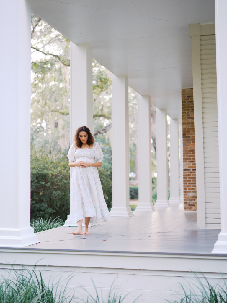 Expectant mom walking